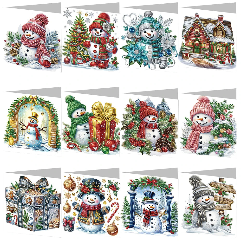 6/12pc DIY Diamond Painting Kits Greeting Card New 2024 Christmas Festival Card Diamond Daily Wish Card Gifts for Family Friends