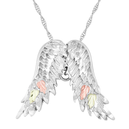 Angel Wings - Sterling Silver Black Hills Gold Pendant