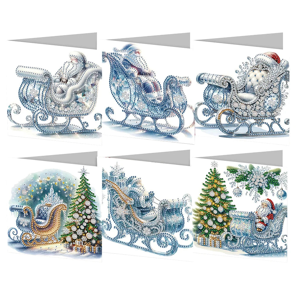 6/12pc DIY Diamond Painting Kits Greeting Card New 2024 Christmas Festival Card Diamond Daily Wish Card Gifts for Family Friends
