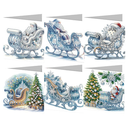 6/12pc DIY Diamond Painting Kits Greeting Card New 2024 Christmas Festival Card Diamond Daily Wish Card Gifts for Family Friends