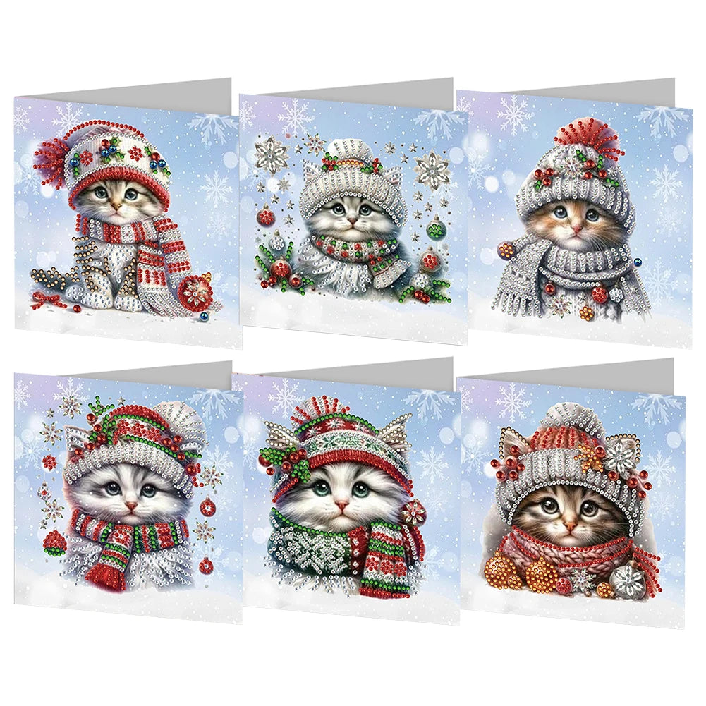 6/12pc DIY Diamond Painting Kits Greeting Card New 2024 Christmas Festival Card Diamond Daily Wish Card Gifts for Family Friends