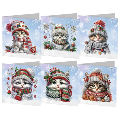 6/12pc DIY Diamond Painting Kits Greeting Card New 2024 Christmas Festival Card Diamond Daily Wish Card Gifts for Family Friends