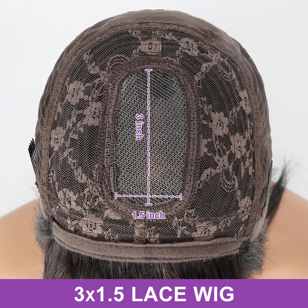 Layered Wigs with Bangs Ready to Go Straight Lace Wig with Bangs Synthetic Natural Layers PrePlucked Heat Resistant Glueless Wig