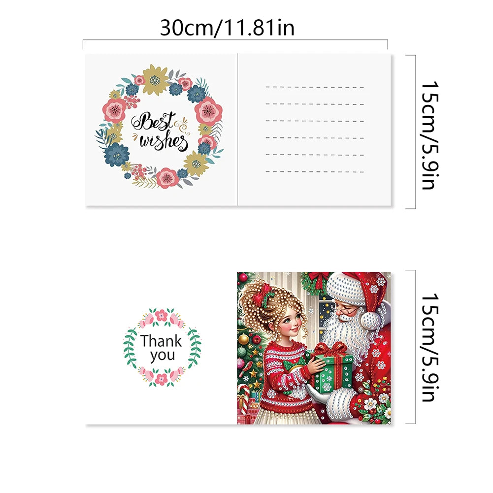 6/12pc DIY Diamond Painting Kits Greeting Card New 2024 Christmas Festival Card Diamond Daily Wish Card Gifts for Family Friends
