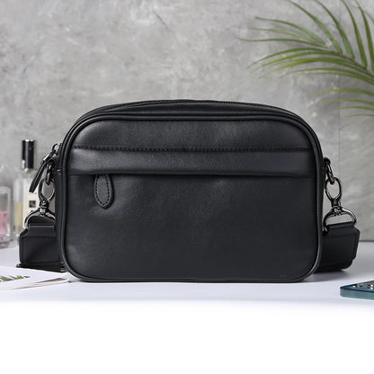 Leather Fashion Crossbody Bag Classic Pattern Casual Business Men Shoulder Crossbody Bag Wide Strap Small Square Male Sling Bags