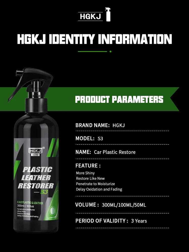 HGKJ S3 Car Interior Parts Liquid Leather Plastic Renovator Refreshing Restorer Foam Cleaner Spray Refurbishment Paste for Auto