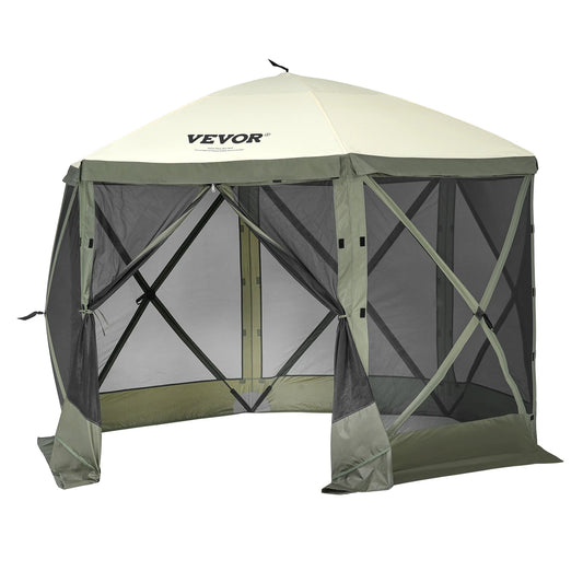 SucceBuy Pop Up Gazebo Tent, Pop-Up Screen Tent 6 Sided Canopy Sun Shelter with 6 Removable Privacy Wind Cloths & Mesh Windows