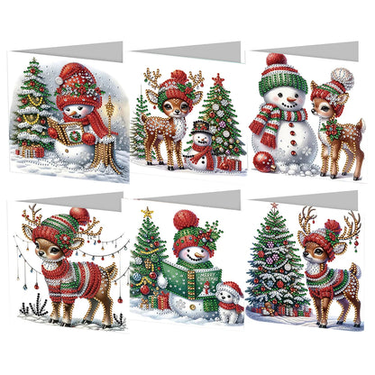 6/12pc DIY Diamond Painting Kits Greeting Card New 2024 Christmas Festival Card Diamond Daily Wish Card Gifts for Family Friends