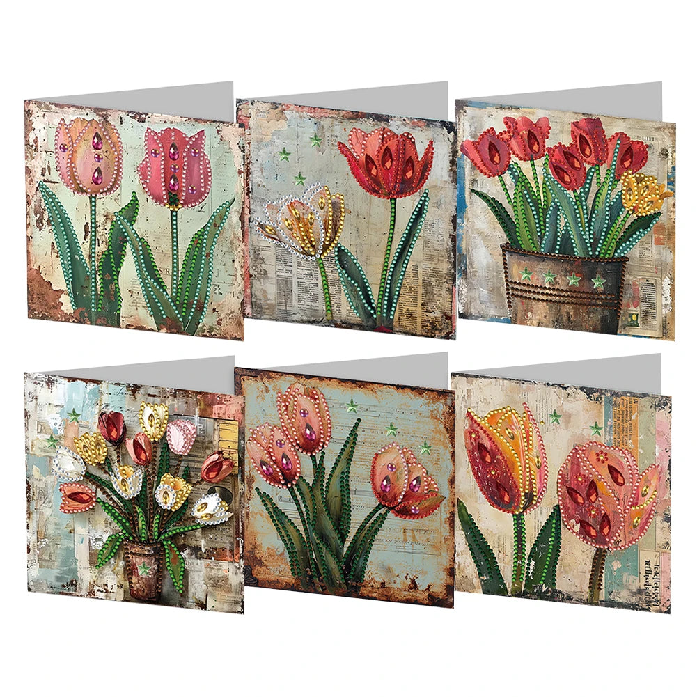 6/12pc DIY Diamond Painting Kits Greeting Card New 2024 Christmas Festival Card Diamond Daily Wish Card Gifts for Family Friends