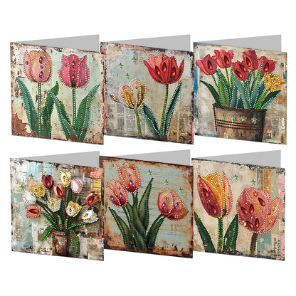 6/12pc DIY Diamond Painting Kits Greeting Card New 2024 Christmas Festival Card Diamond Daily Wish Card Gifts for Family Friends