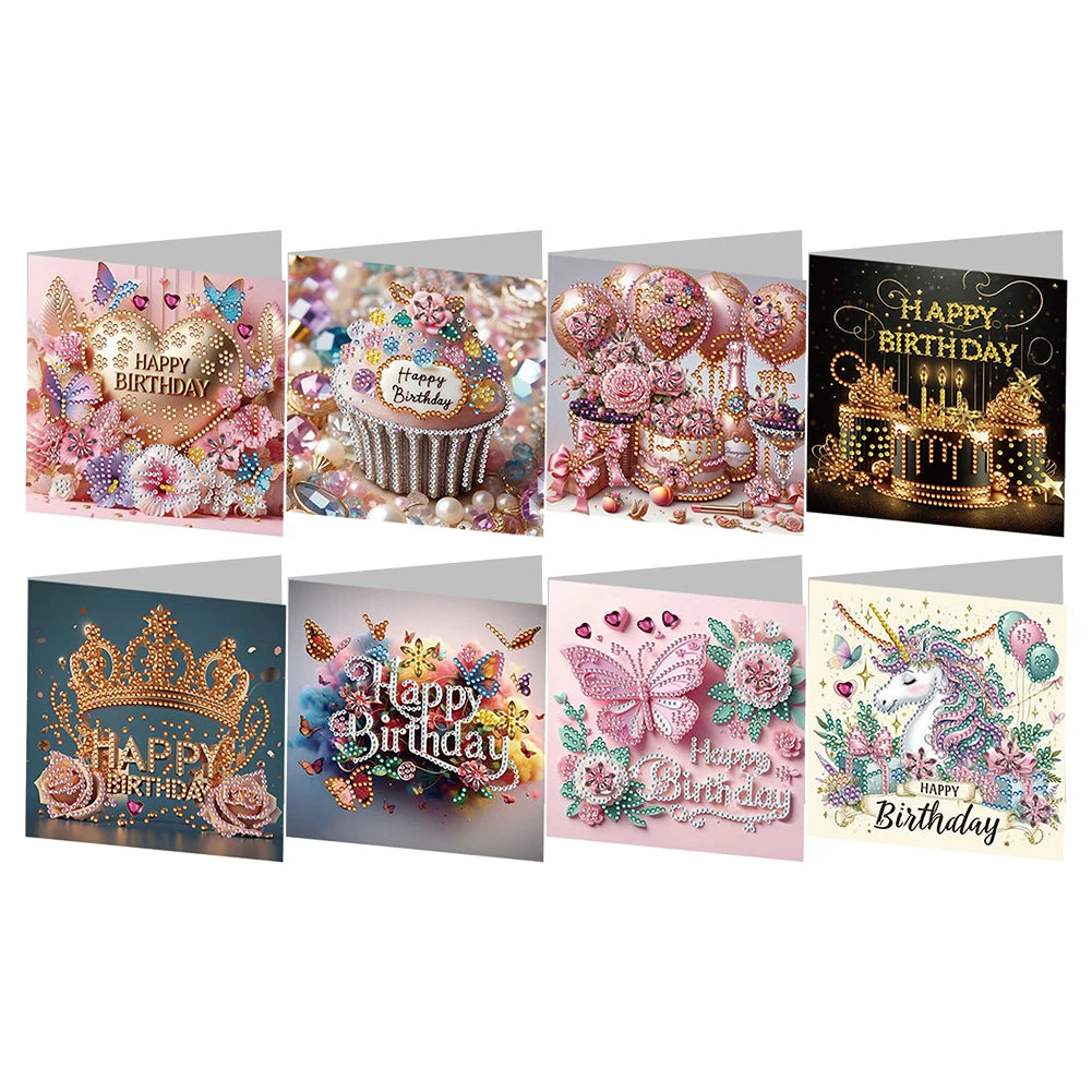 6/12pc DIY Diamond Painting Kits Greeting Card New 2024 Christmas Festival Card Diamond Daily Wish Card Gifts for Family Friends