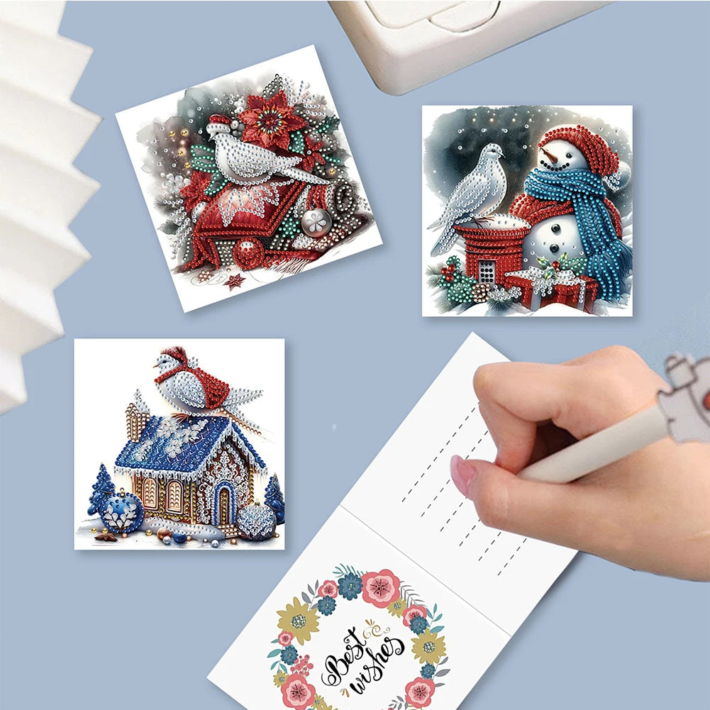 6/12pc DIY Diamond Painting Kits Greeting Card New 2024 Christmas Festival Card Diamond Daily Wish Card Gifts for Family Friends