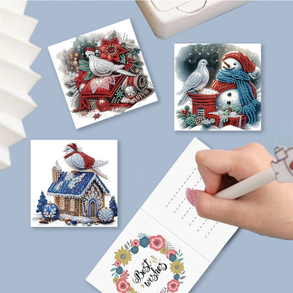 6/12pc DIY Diamond Painting Kits Greeting Card New 2024 Christmas Festival Card Diamond Daily Wish Card Gifts for Family Friends