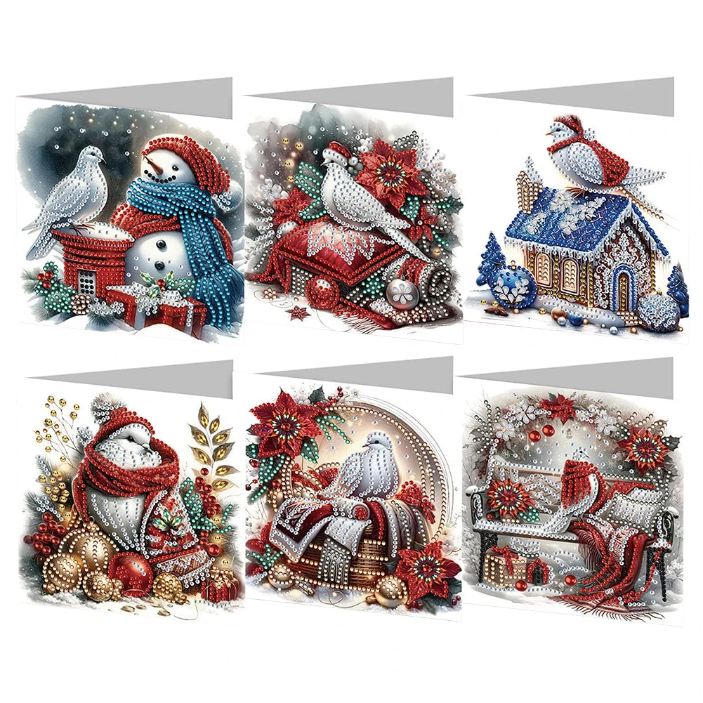 6/12pc DIY Diamond Painting Kits Greeting Card New 2024 Christmas Festival Card Diamond Daily Wish Card Gifts for Family Friends