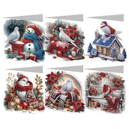 6/12pc DIY Diamond Painting Kits Greeting Card New 2024 Christmas Festival Card Diamond Daily Wish Card Gifts for Family Friends