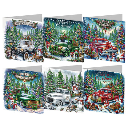 6/12pc DIY Diamond Painting Kits Greeting Card New 2024 Christmas Festival Card Diamond Daily Wish Card Gifts for Family Friends