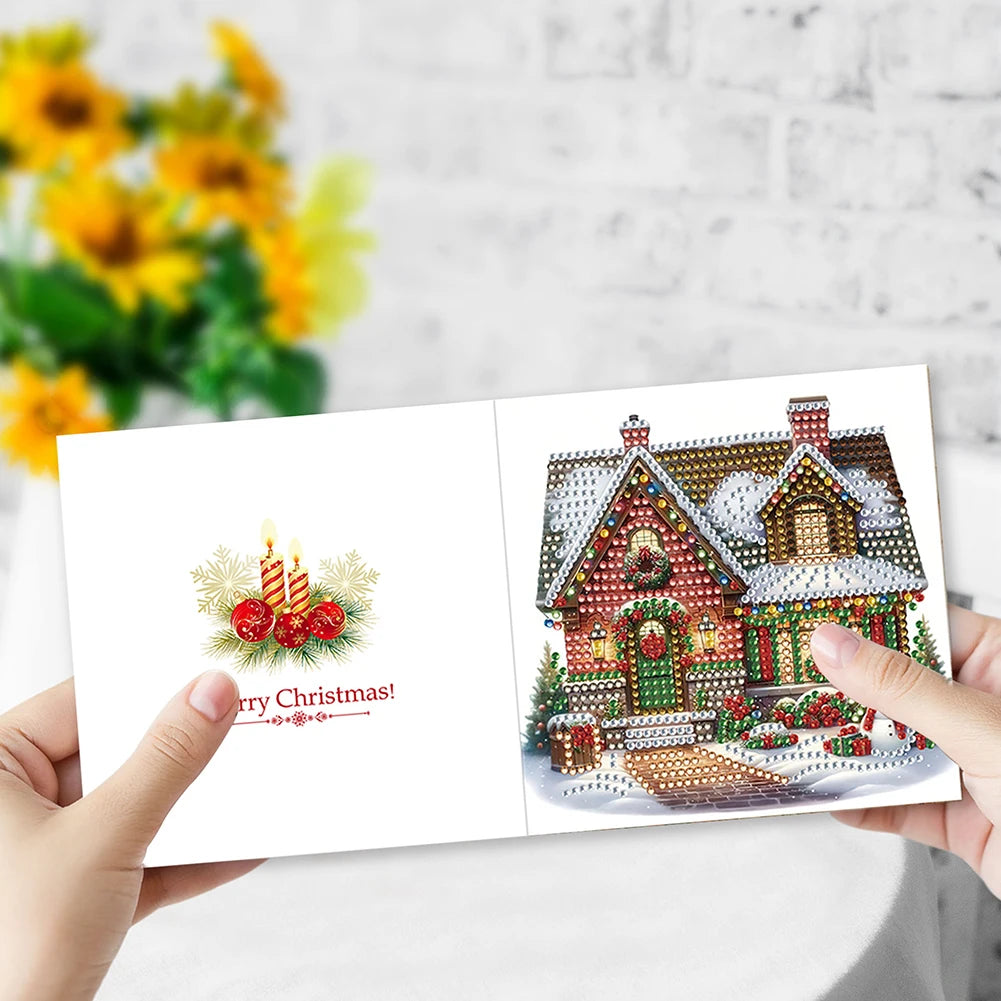 6/12pc DIY Diamond Painting Kits Greeting Card New 2024 Christmas Festival Card Diamond Daily Wish Card Gifts for Family Friends