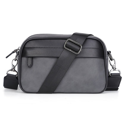 Leather Fashion Crossbody Bag Classic Pattern Casual Business Men Shoulder Crossbody Bag Wide Strap Small Square Male Sling Bags