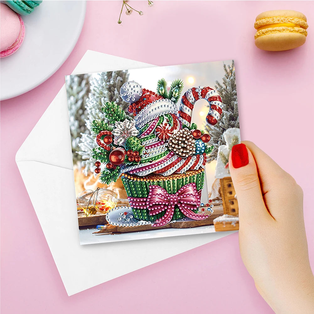 6/12pc DIY Diamond Painting Kits Greeting Card New 2024 Christmas Festival Card Diamond Daily Wish Card Gifts for Family Friends