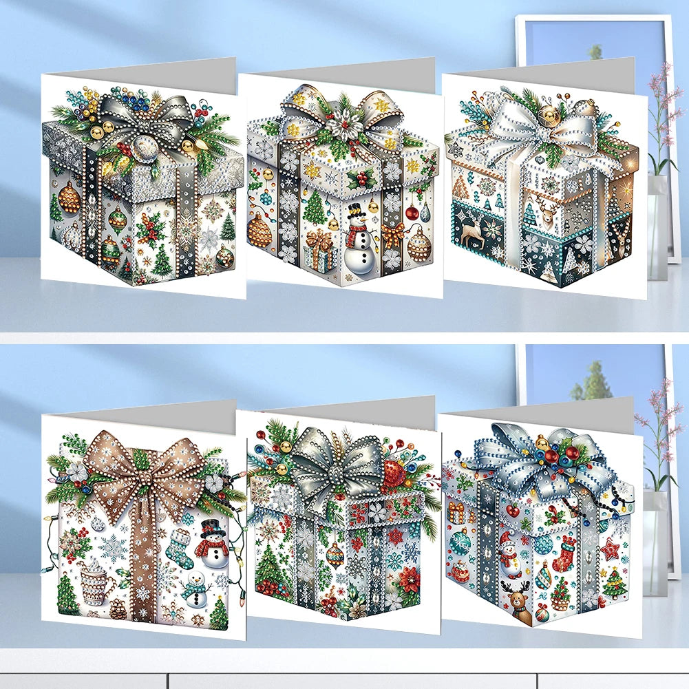 6/12pc DIY Diamond Painting Kits Greeting Card New 2024 Christmas Festival Card Diamond Daily Wish Card Gifts for Family Friends