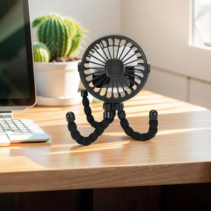Baby Stroller Fan with Flexible Tripod Portable Handheld Fan USB Charging Mini Desk Cooling Fan 500mAh for Baby Stroller Student