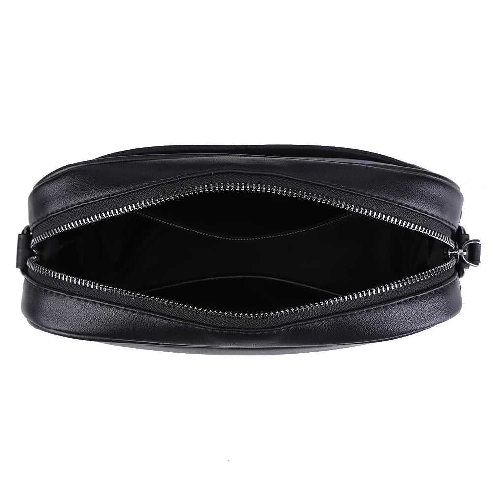 Leather Fashion Crossbody Bag Classic Pattern Casual Business Men Shoulder Crossbody Bag Wide Strap Small Square Male Sling Bags